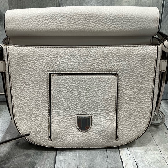 M MICHAEL KORS Medium Romy Optic White Saddle Crossbody Leather Bag - Picture 9 of 13